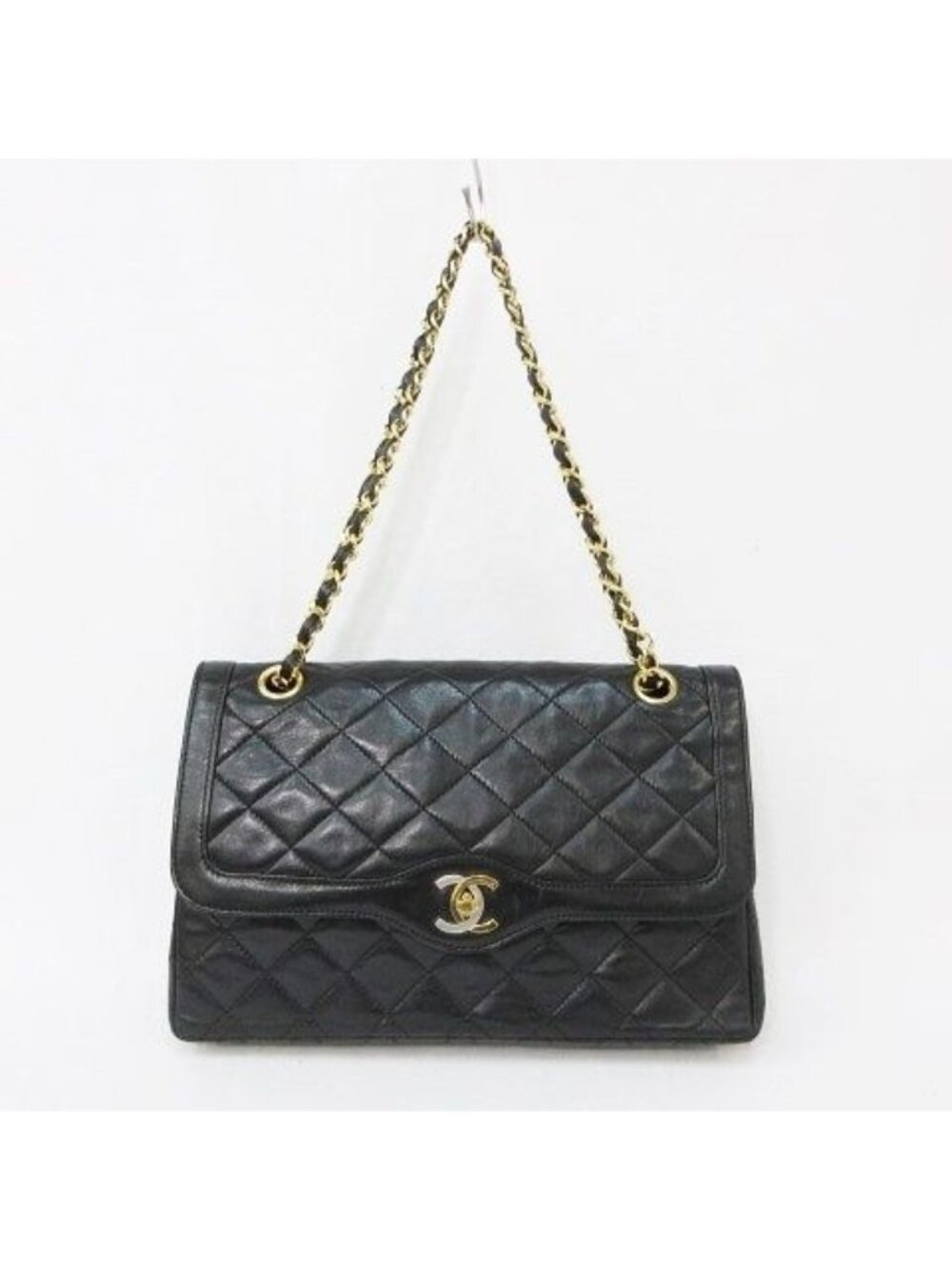 Chanel Shoulder Bag Chain Quilted CC Logo Leather Black